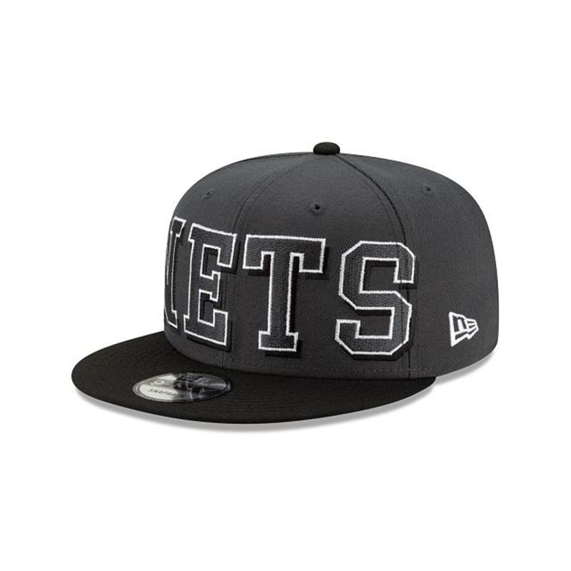 NBA Brooklyn Nets Block Font 9Fifty Snapback (ONG1123) - Black New Era Caps